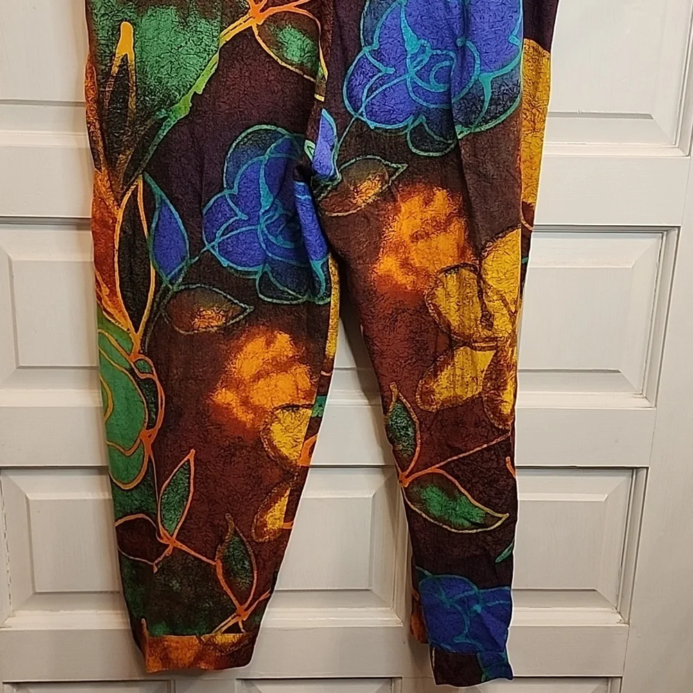 JAMS WORLD Capris/ Pants Rayon Multicolor Vibrant Floral Abstract Pockets - Picture 9 of 13